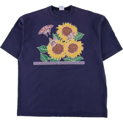 古着 90年代 プリントTシャツ 花柄 ひまわり柄 USA製 メンズXL