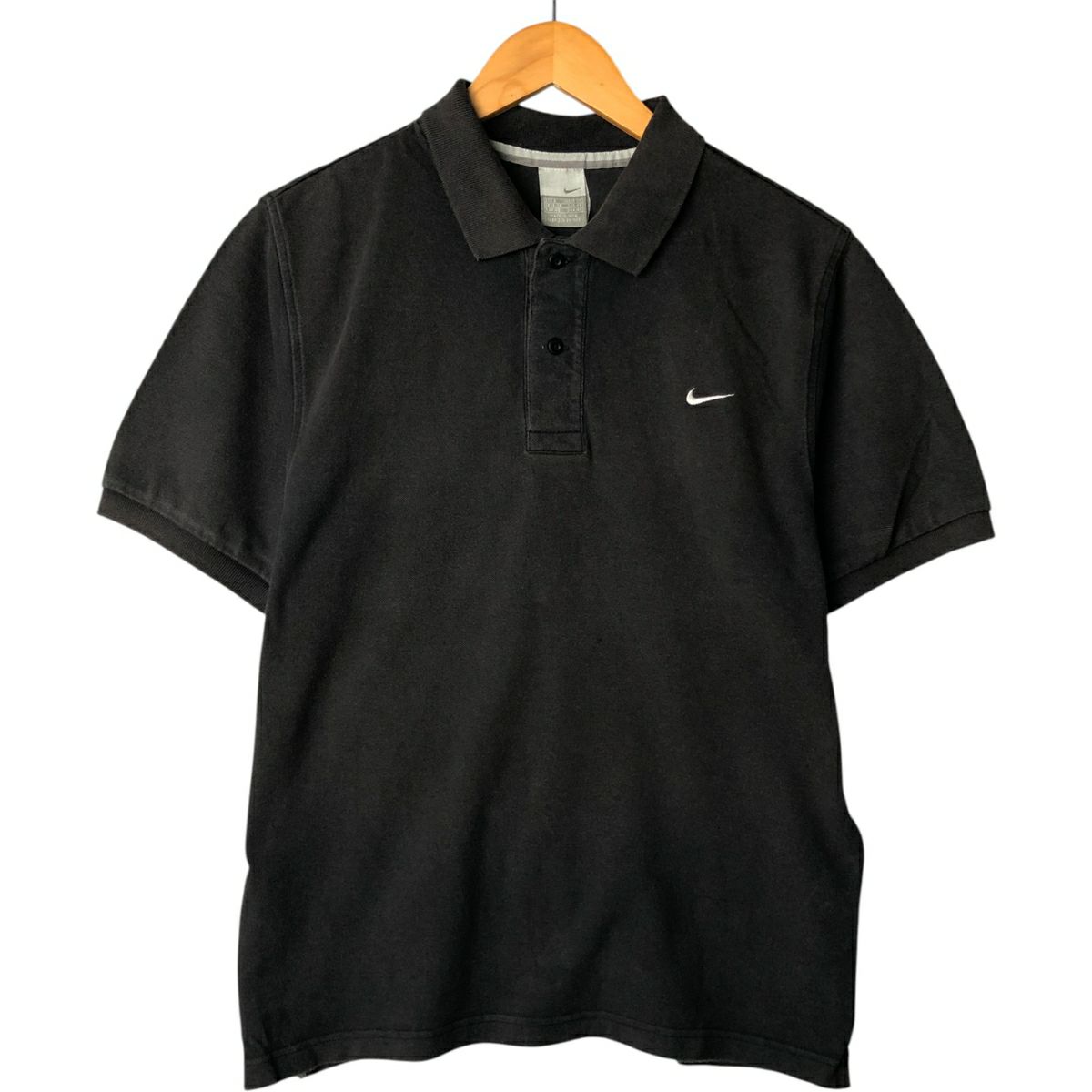 8SM1 NIKE ボーダー半袖ポロシャツ　黒　フェード　古着　used 古着 ナイキ NIKE 半袖 ボーダー ポロシャツ メンズL相当 /eaa466651