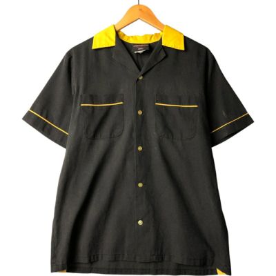 古着 オープンカラー ツートン バックプリント ボウリングシャツ