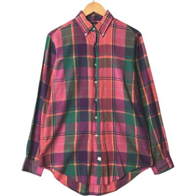 90s ラルフローレン マドラス チェック 長袖 ボタンダウン シャツ M Ralph Lauren - 90s ラルフローレン マドラス チェック 長袖