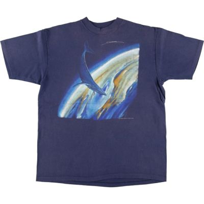 古着 80年代 ヘインズ Hanes BEEFY-T 青タグ クジラ柄 アニマルTシャツ USA製 メンズXL相当 ヴィンテージ /eaa469277 【中古】 【240804】
