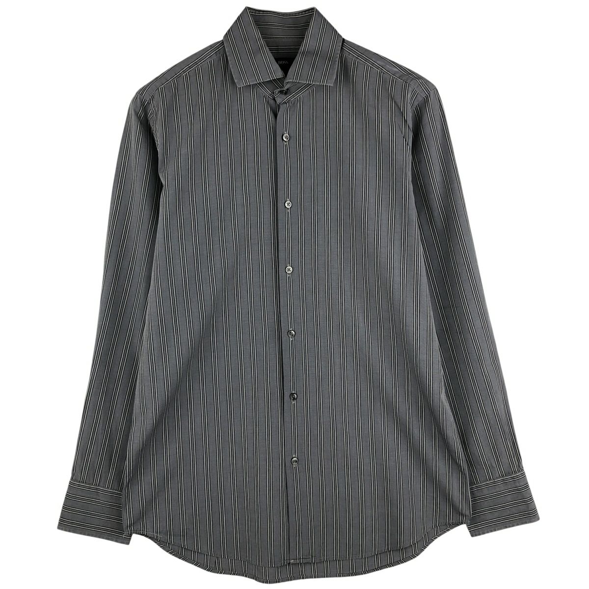 古着 ヒューゴボス HUGO BOSS マルチストライプ ワイドカラー 長袖