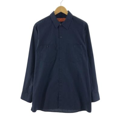 古着 90年代 ディッキーズ Dickies 長袖 ワークシャツ USA製 メンズL