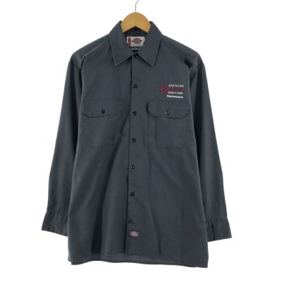 古着 90年代 ディッキーズ Dickies 長袖 ワークシャツ USA製 メンズL