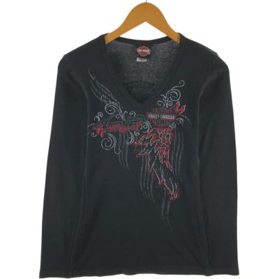 古着 ハーレーダビッドソン Harley-Davidson Vネック ロングTシャツ ロンT USA製 レディースS相当 /eaa515029 【中古】 【250208】 【Elulu/エルル】