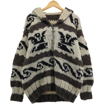 古着 70年代 UNKNOWN 総柄 サンダーバード柄 カウチンセーター メンズL 古着 70年代 UNKNOWN 総柄 サンダーバード柄 カウチンセーター メンズL