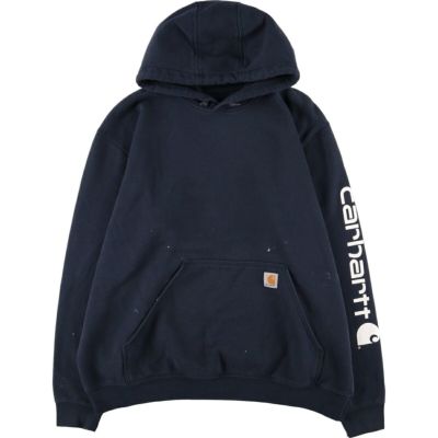 古着 カーハート Carhartt 袖プリント スウェットプルオーバーパーカー ...