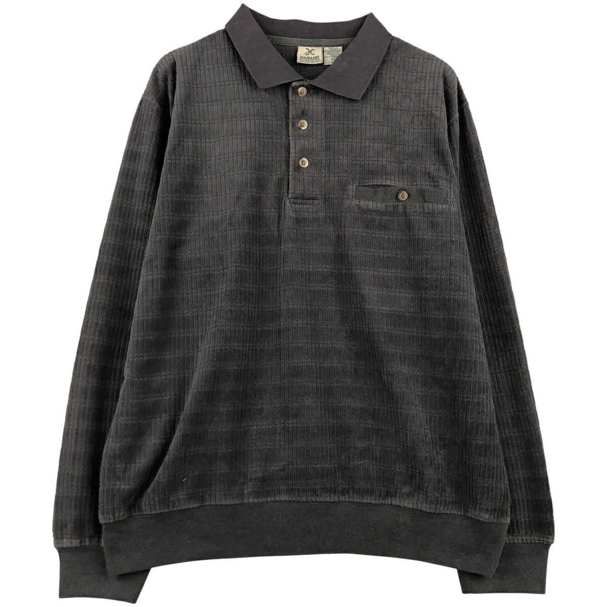 古着 HABAND ベロア 長袖 ポロシャツ メンズM相当 /eaa599459 【中古