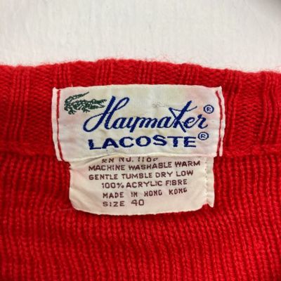 古着 70年代 ラコステ LACOSTE HAYMAKER ケーブル編み Vネック