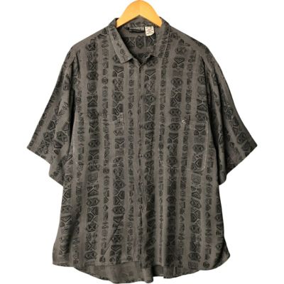 GOOUCH 総柄シルクシャツ サイズM 半袖 古着 90年代 GOOUCH 総柄 アート 半袖 シルクシャツ メンズL