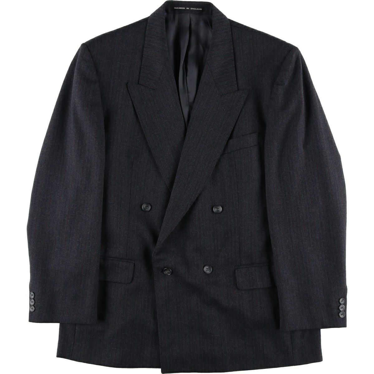 古着 The Label ストライプ柄 ダブルブレスト ピークドラペル ウール