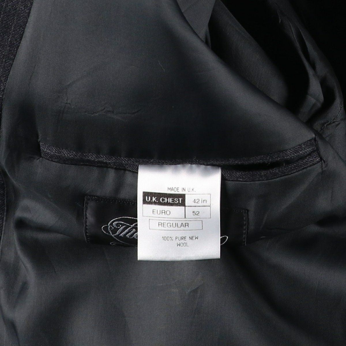 古着 The Label ストライプ柄 ダブルブレスト ピークドラペル ウール