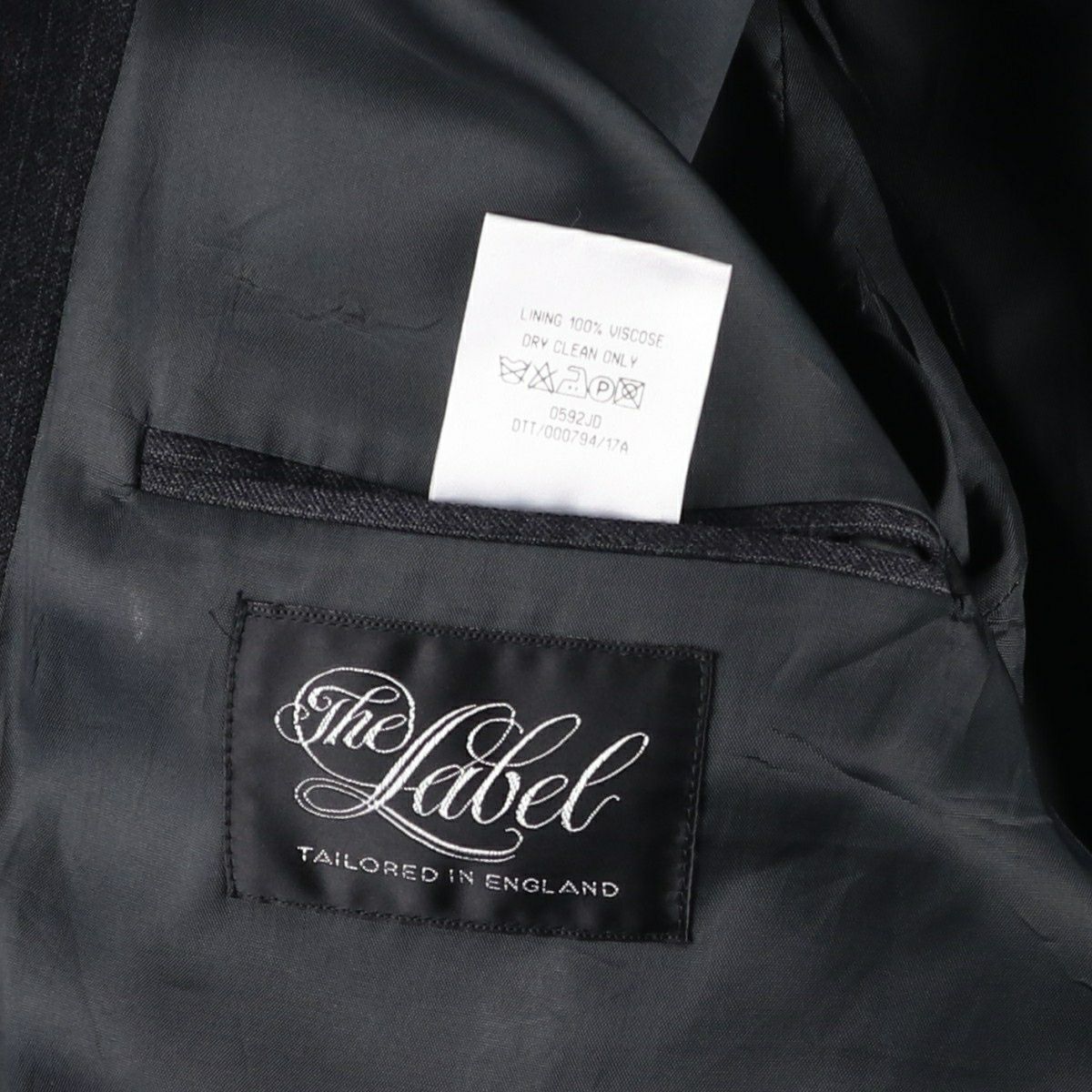 古着 The Label ストライプ柄 ダブルブレスト ピークドラペル ウール