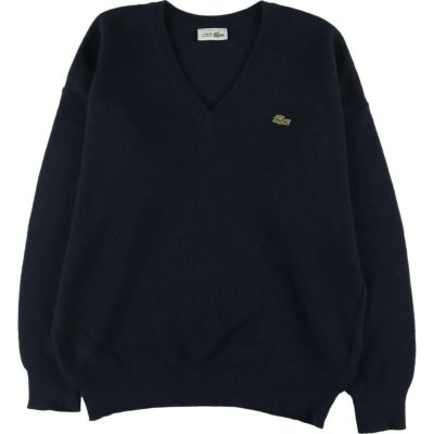 古着 80年代 ラコステ LACOSTE Vネック アクリルニットセーター USA製