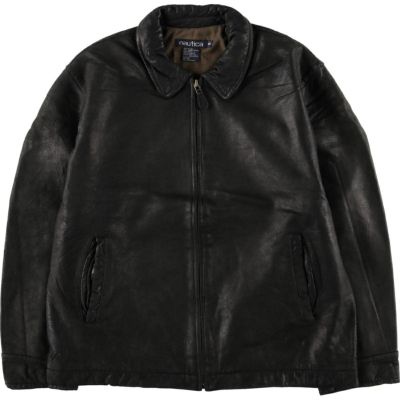 NAUTICA/ノーティカ レザージャケット　XL 古着 NAUTICA/ノーティカ/ジップアップレザージャケット/サイズL