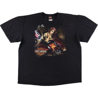 【XL】fire Harley Davidson ハーレーダビッドソンTシャツ HARLEY-DAVIDSON 00's fire flame print T-SHIRT | 無無