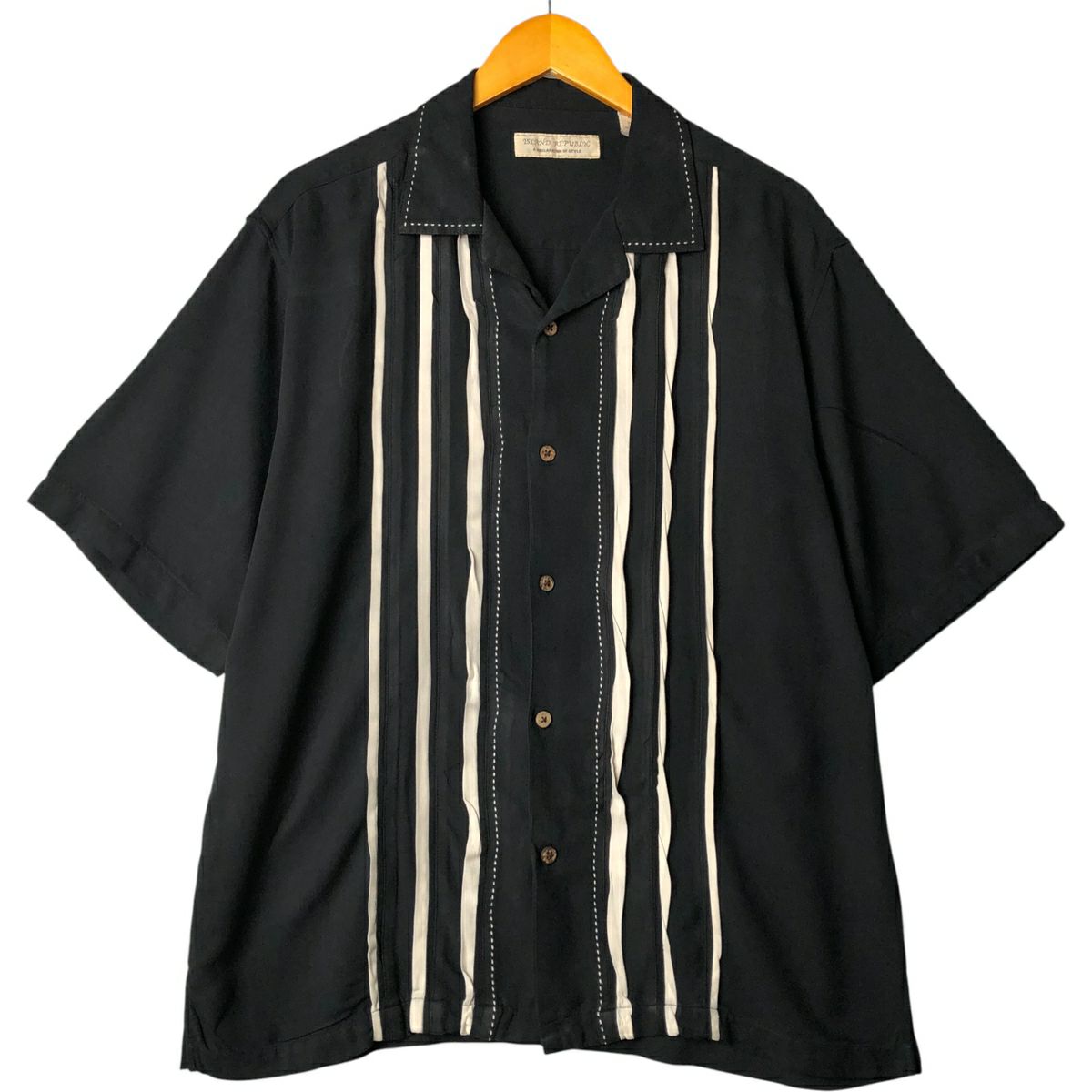 90s 00s バナナリパブリック 半袖 開襟シャツ ブラック 無地 M 希少 古着 バナナリパブリック BANANA REPUBLIC 半袖 オープンカラー