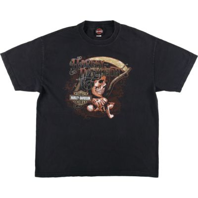 ハーレーダビッドソン ビンテージ Tシャツ MC スカル プリント ブラック 黒 希少 ハーレーダビッドソン スカル 骸骨 tシャツ ヴィンテージ