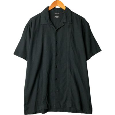 haggar オープンカラー オンブレ チェック シャツ 半袖 リネン レーヨン 古着 ハガー HAGGAR オンブレチェック オープンカラー 半袖