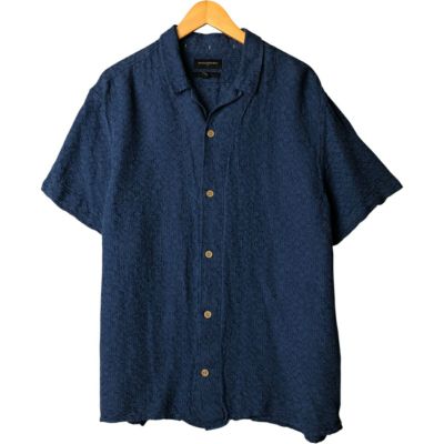90s 00s バナナリパブリック 半袖 開襟シャツ ブラック 無地 M 希少 古着 バナナリパブリック BANANA REPUBLIC 半袖 オープンカラー
