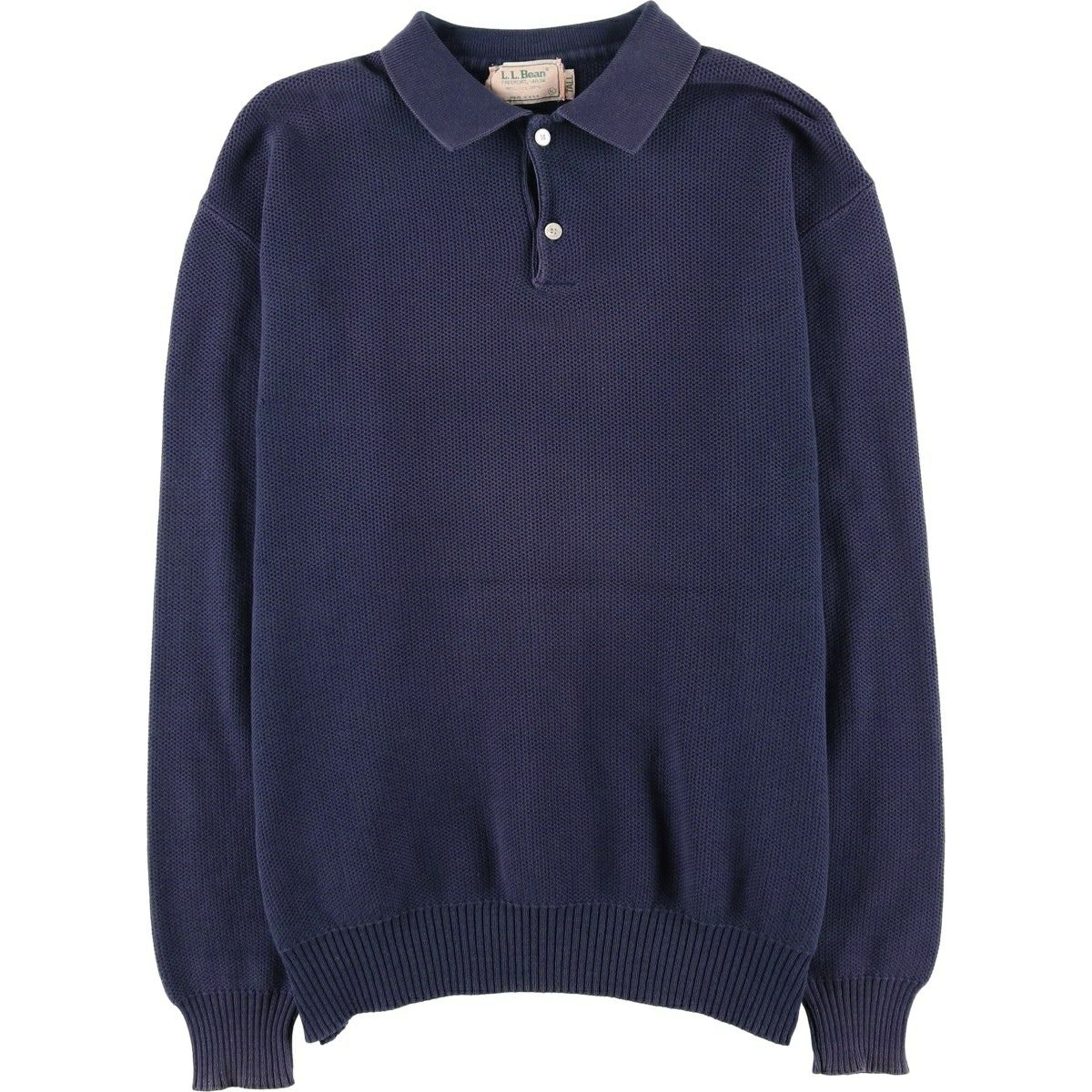 80s 超希少 エルエルビーン　ニットポロシャツ　USA製 古着 80年代 エルエルビーン L.L.Bean 長袖 ポロシャツ USA製 メンズXL