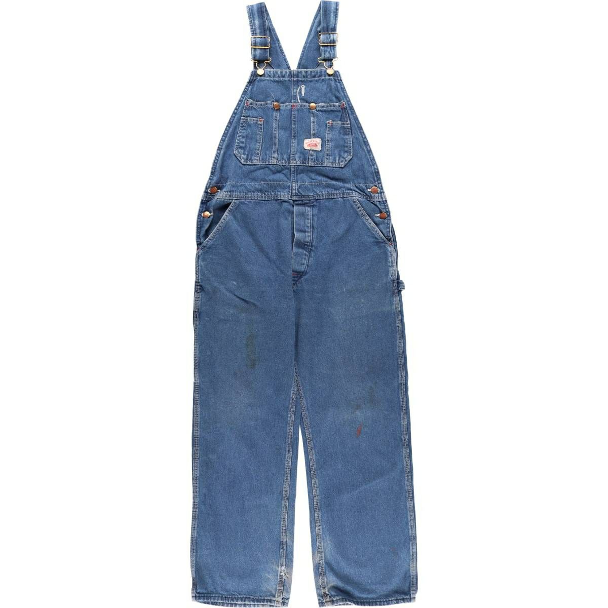 ROUND HOUSE オーバーオール USA製 生成り W32L32 古着 ラウンドハウス Round House デニムオーバーオール USA製 メンズ