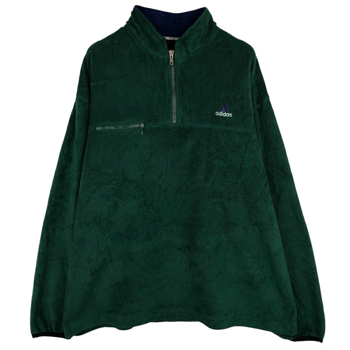 昭和レトロ︎✦︎ヴィンテージ古着︎✦︎深緑︎✦︎ドルマンスリーブブルゾン︎✦︎ジャケット︎アウター 古着 アディダス adidas ハーフジップ フリースプルオーバー メンズXXL