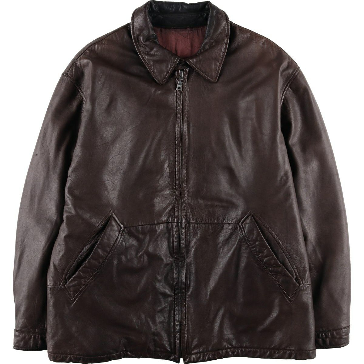 古着 ヒューゴボス HUGO BOSS 中綿入り レザージャケット メンズXL相当