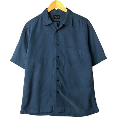 古着 ハガー HAGGAR チェック柄 半袖 オープンカラー レーヨン