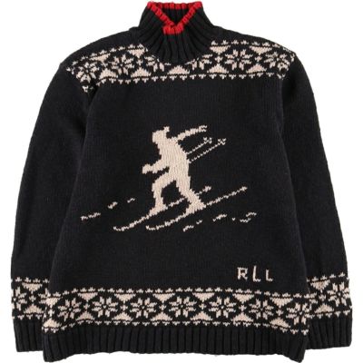 古着 00年代 ラルフローレン Ralph Lauren LAUREN ローレン HAND KNIT ハンドニット ノルディック柄 スキー柄  ハイネック リネン×コットンニットセーター レディースL /eaa424316 【中古】 【240309】【エルル】 ss2412_30 |  古着屋JAM（ジャム）