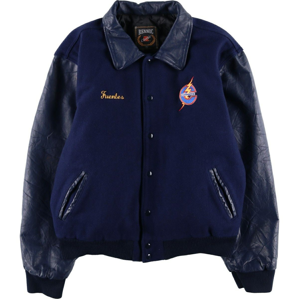 古着 90年代 アヴィレックス AVIREX 襟付き 中綿入り 袖革ウールボタン