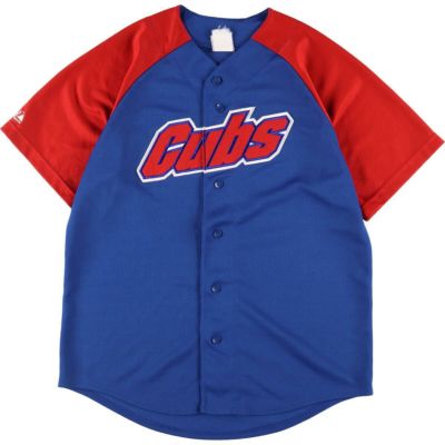 古着 majestic MLB CHICAGO CUBS シカゴカブス ストライプ柄