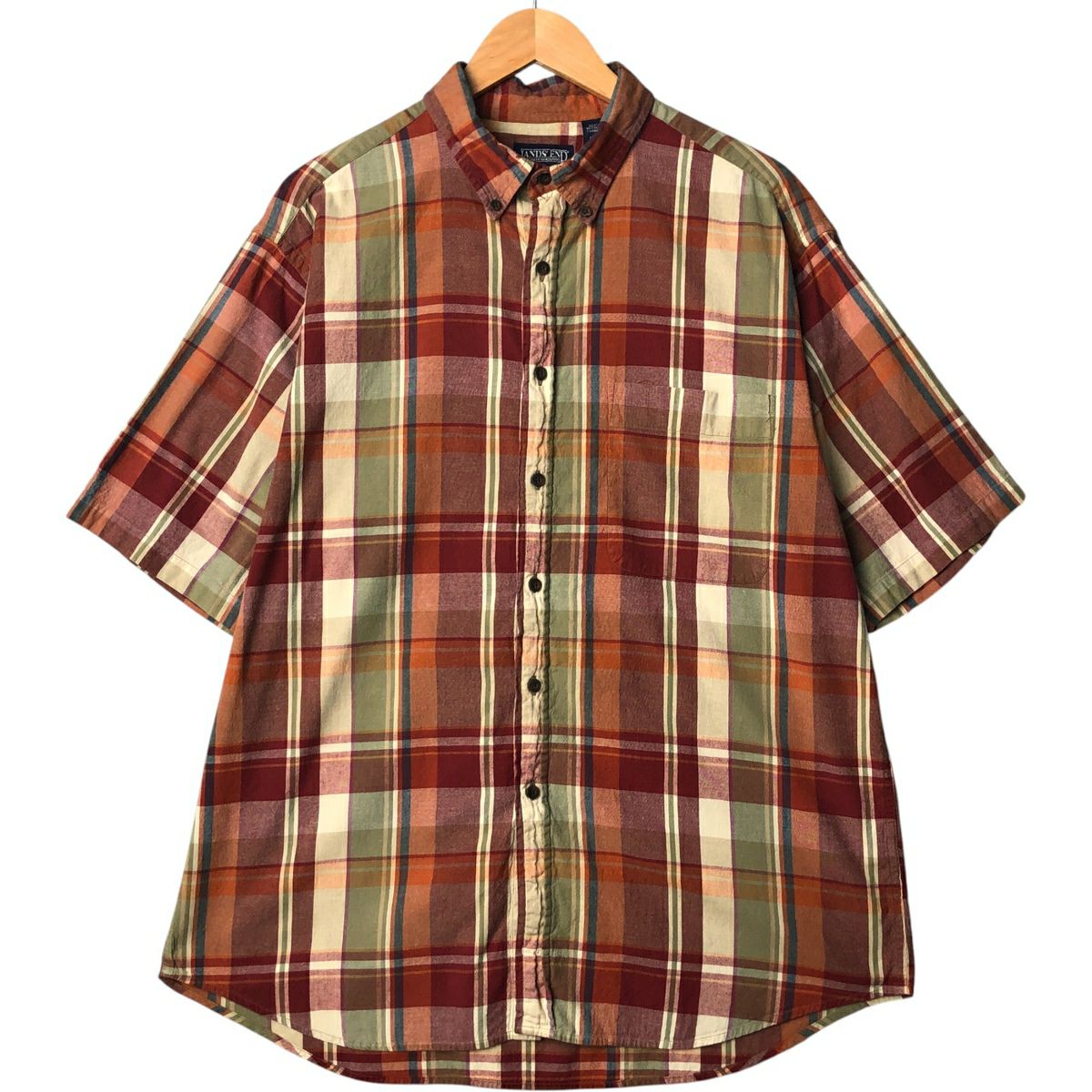 古着 90年代 ランズエンド LANDS END 半袖 ボタンダウン チェック