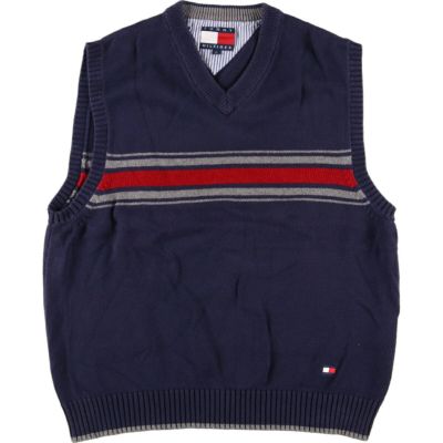 古着 トミーヒルフィガー TOMMY HILFIGER Vネック コットンニット