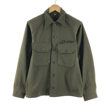 古着 米軍実品 U.S.ARMY ミリタリー ウールシャツ USA製 メンズS ...