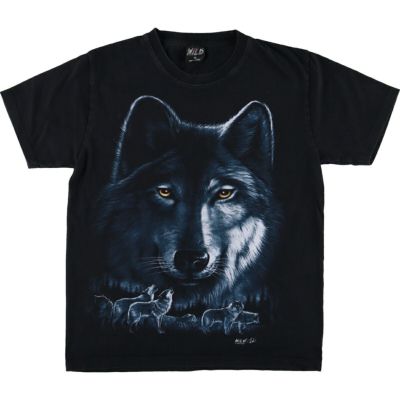 古着 WILD オオカミ柄 アニマルTシャツ メンズM相当 /eaa464884 【中古】 【240817】