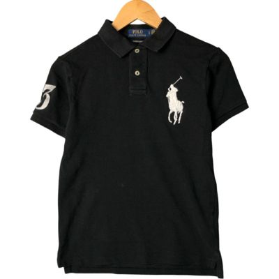 RALPH LAURENビジュー装飾 ブラックポロシャツ 半袖 RALPH LAURENビジュー装飾 ブラックポロシャツ 半袖 トップス