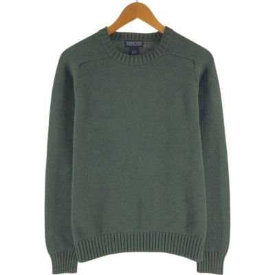 90s ランズエンド コットンニット L 日本製グレー