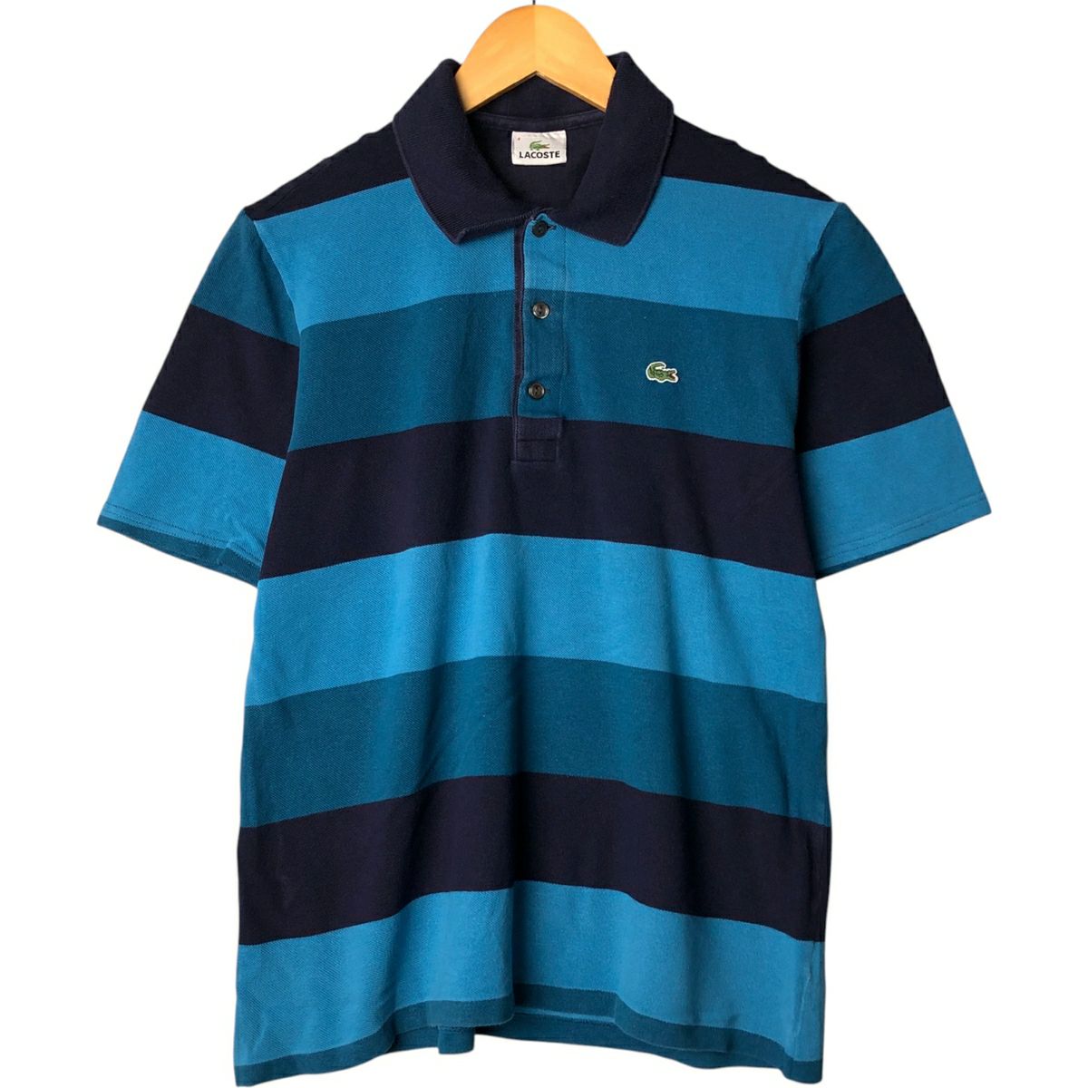 古着 ラコステ LACOSTE 半袖 ボーダー ポロシャツ 4 メンズM相当