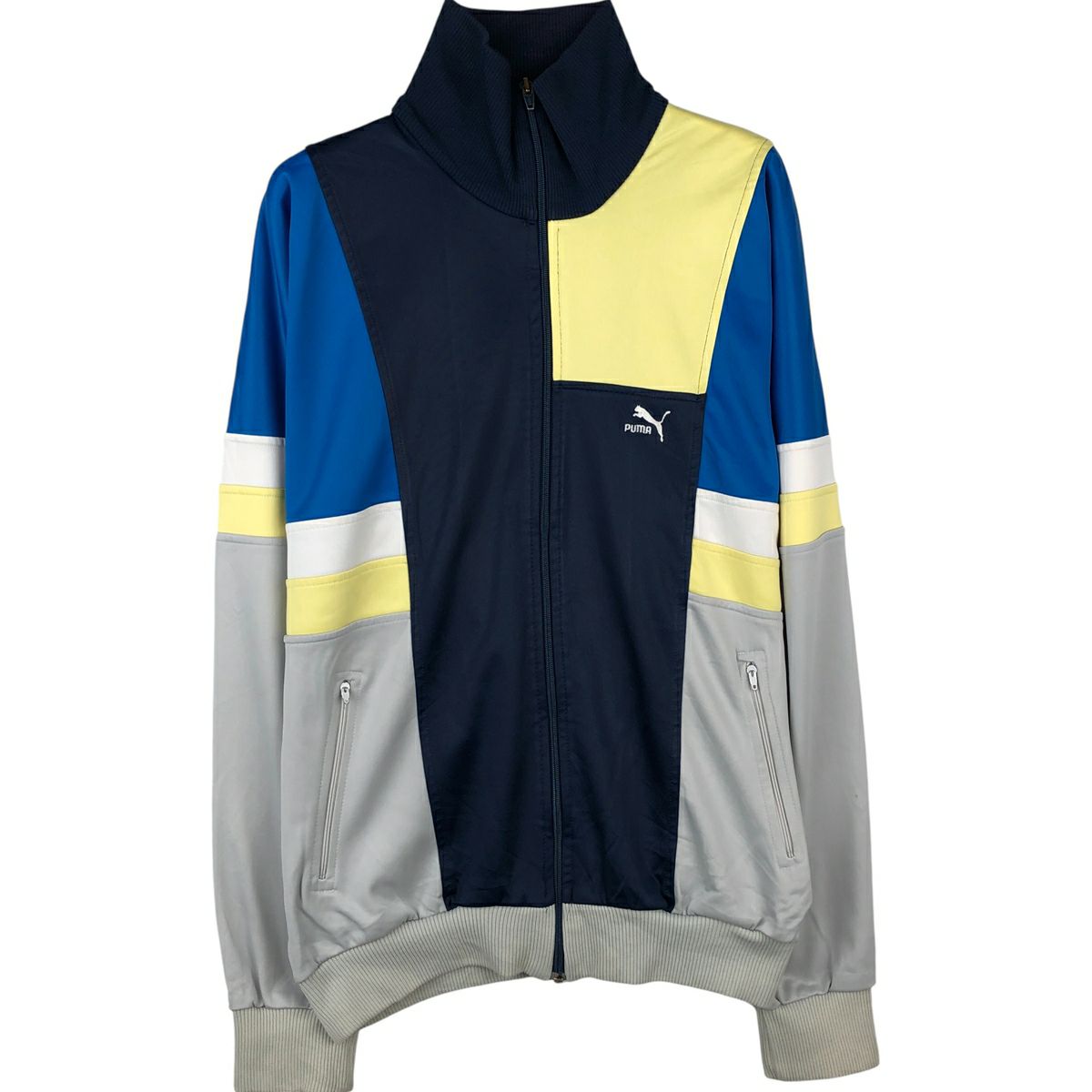 楽天市場】送料無料 プーマ ジャージ メンズ 上下 PUMA CORE HERITAGE モノグラム トラックジャケット ロングパンツ セットアップ  総柄 トレーニング スポーツウェア 上下組 大きいサイズ ジャージー トラックスーツ 男性用 カジュアル スポカジ 服 ブランド アパレル ... PUMA ジャージ　上着　スポーツウェア　トラックジャケット　ストライプ　M相当