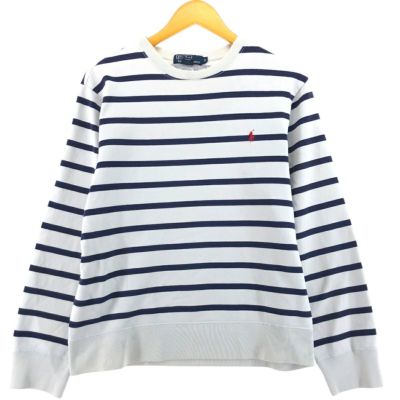 古着 ラルフローレン Ralph Lauren POLO by Ralph Lauren ボーダー柄 ワンポイントロゴスウェットシャツ トレーナー メンズM相当 /eaa515081 【中古】 【250222】