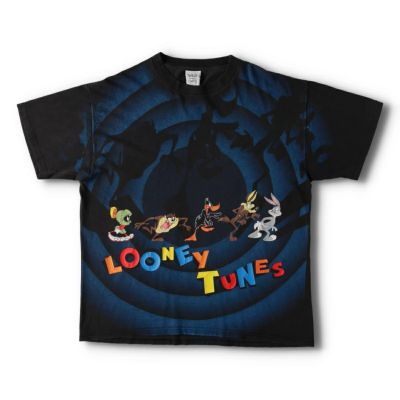 古着 00年代 Six Flags LOONEY TUNES ルーニーテューンズ キャラクタープリントTシャツ レディースL相当 短丈 ショート丈 /eaa532264 Six Flags Looney Tunes T Shirt Bugs Bunny Tweety Daffy Duck