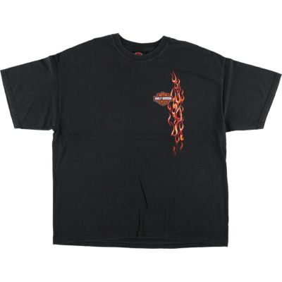 Harley Davidson ファイヤー　半袖tシャツ　usa製　フェード　黒 HARLEY-DAVIDSON 00's fire flame print T-SHIRT | 無無