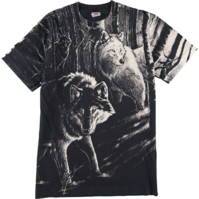 古着 Siegfried&Roy オオカミ柄 アニマルプリントTシャツ USA製 メンズ