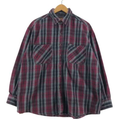 90s ST.JOHN'S BAY L/S half zip check nel shirt