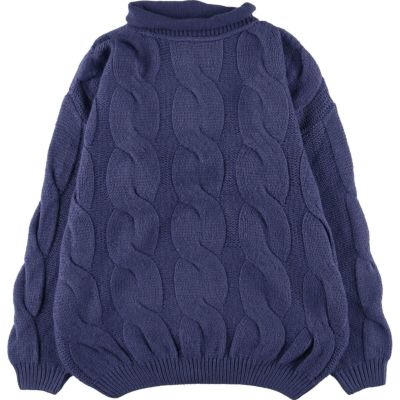 古着 ケーブル編み ロールネック アクリルニットセーター メンズXL相当 /eaa434647 【中古】 【240823】 ss2503_30