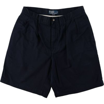 未使用品 polo by Ralph Lauren ブラック チノ ハーフパンツ 90's Polo Ralph Lauren 2タック チノショーツ 