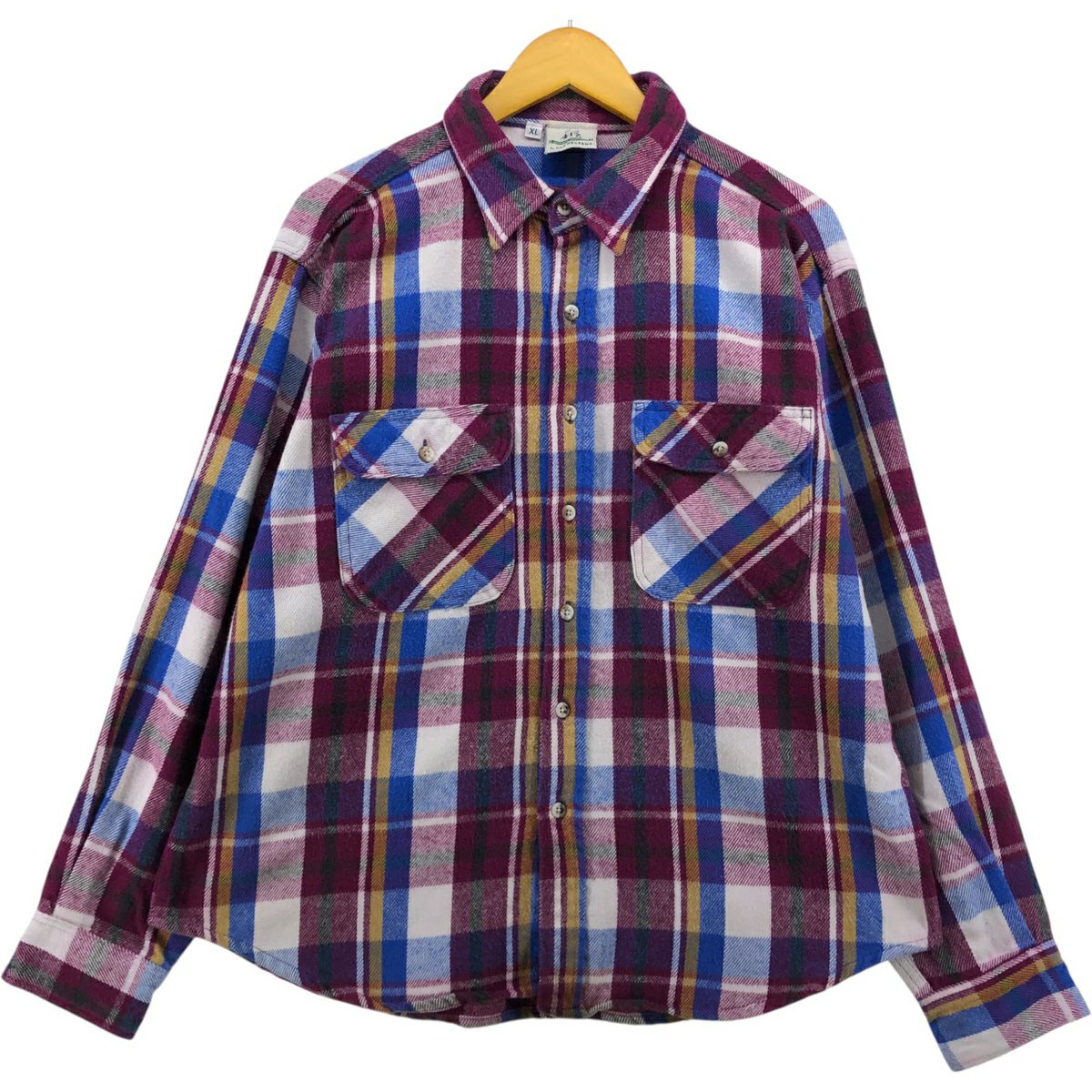 古着 ヴァンヒューゼン VAN HEUSEN 417 長袖 ヘビーネルチェックシャツ