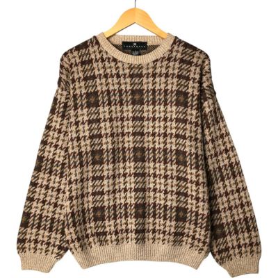 古着 Stone Haven 総柄 ラミー×コットンニットセーター メンズL