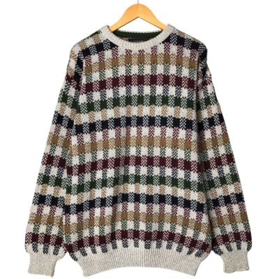 古着 90年代 クレイボーン CLAIBORNE 総柄 リブ編み コットン